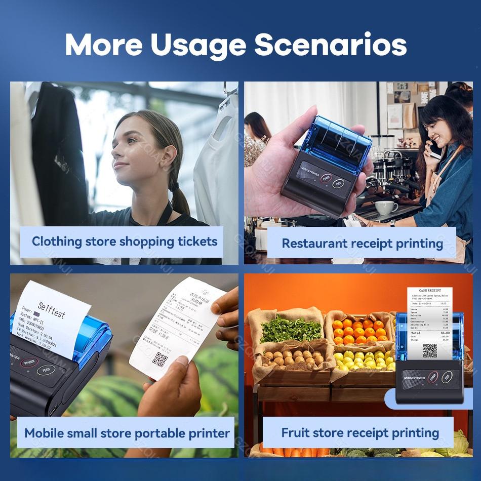 80mm / 58MM Drukarka Bluetooth do paragonów Restauracja Supermarket Firma Drukarka termiczna Przenośna Mini Druk Etykiet System POS