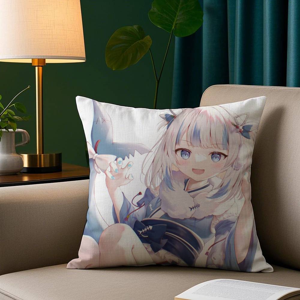 Anime Girl G-Gawr G-Gura Pillow Case Plush Fabric Soft Pillowcase Double Sided Print Sofa Cushion Cover Throw
