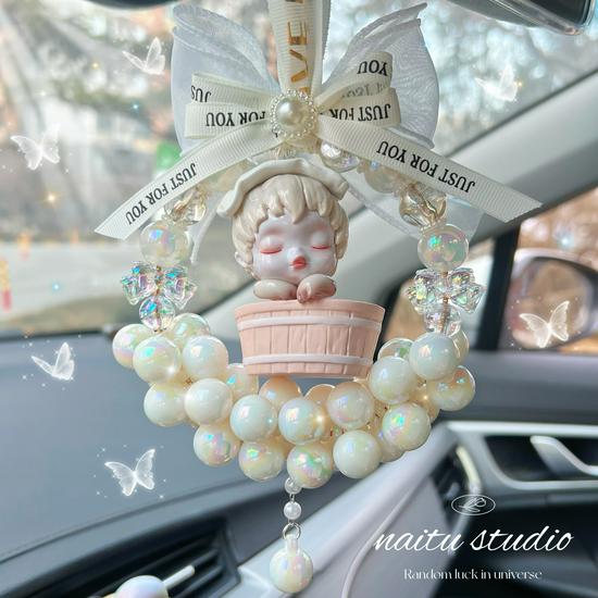 Compatible Bubble Temperature Car Mirror Bow Decoration Gift