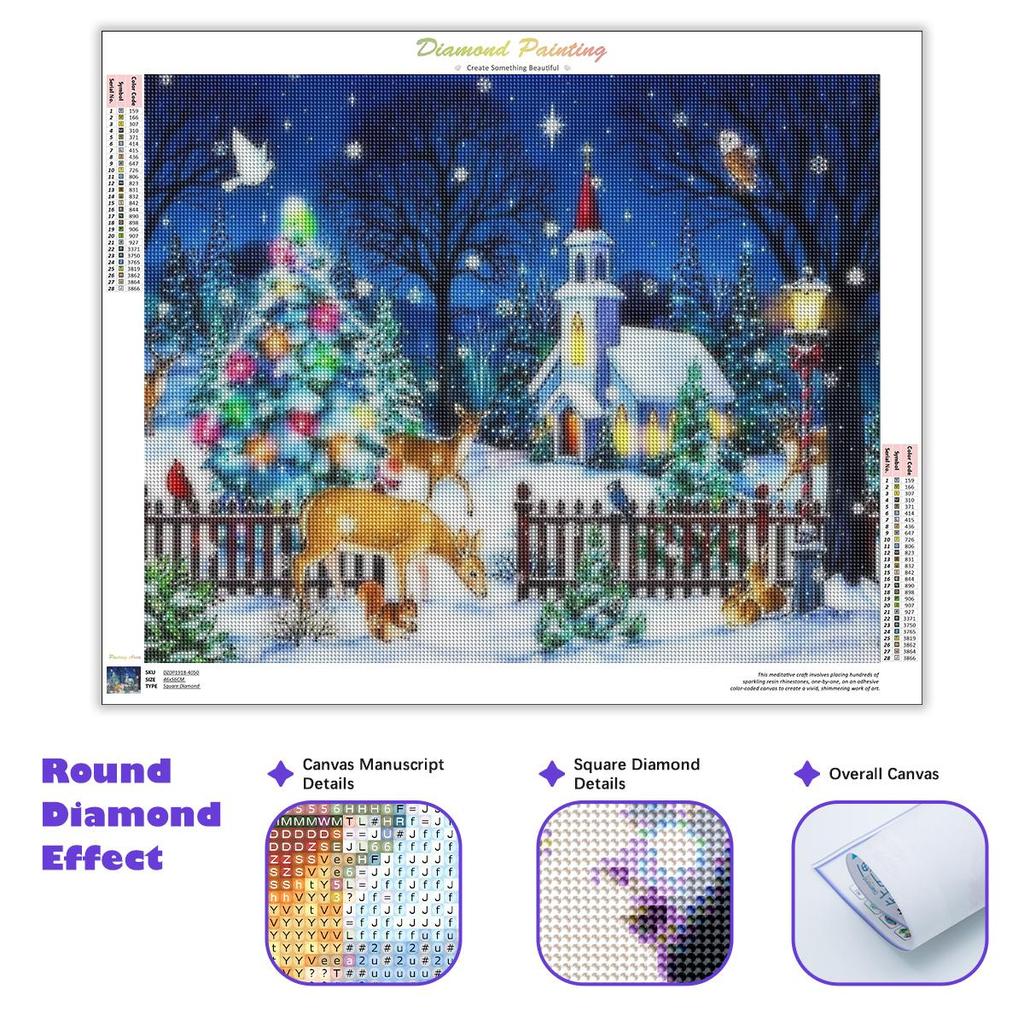 5D DIY Christmas Diamond Painting Deer Diamond Mosaic Winter Diamond Embroidery Cross Stitch Home Decor 30x40cm/12x16inch