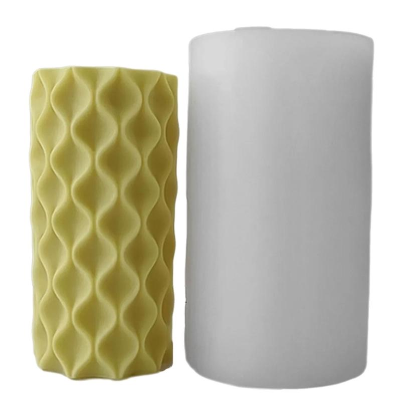 Silicone Candle Mould For Craft Star Embossed Cylinder Shape Reusable Home Decoration Candle Making Tool