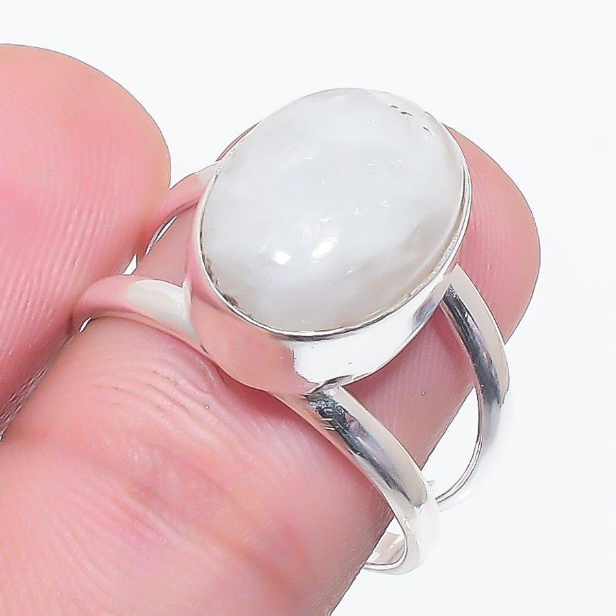 

Натуральный лунный камень драгоценный камень 925 стерлинговое серебро ювелирное кольцо размер 6.5 a5A42