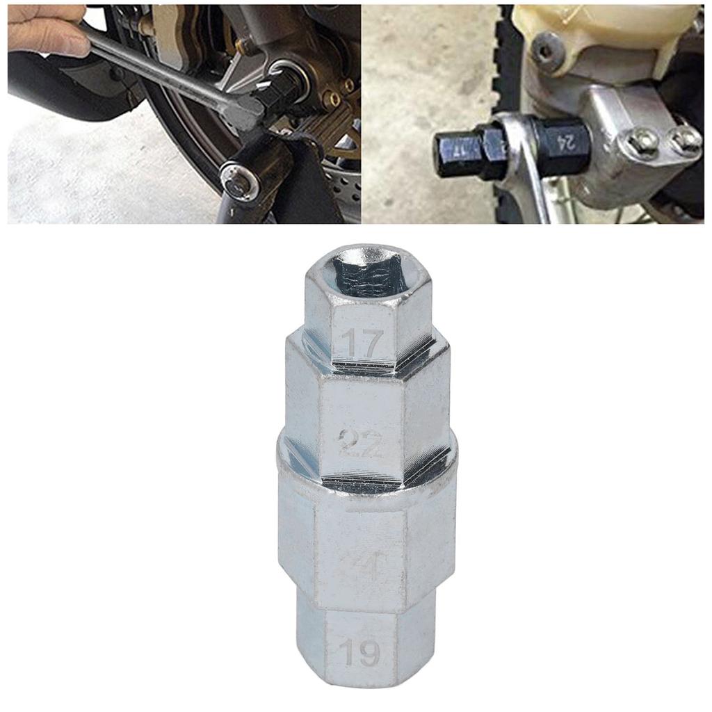 Motorcycle 17 19 22 24mm 4-In-1 Sleeve Repair Spanner Universal Hex Axle Tool Hex Wrench Removal Tool Aluminum Accessories