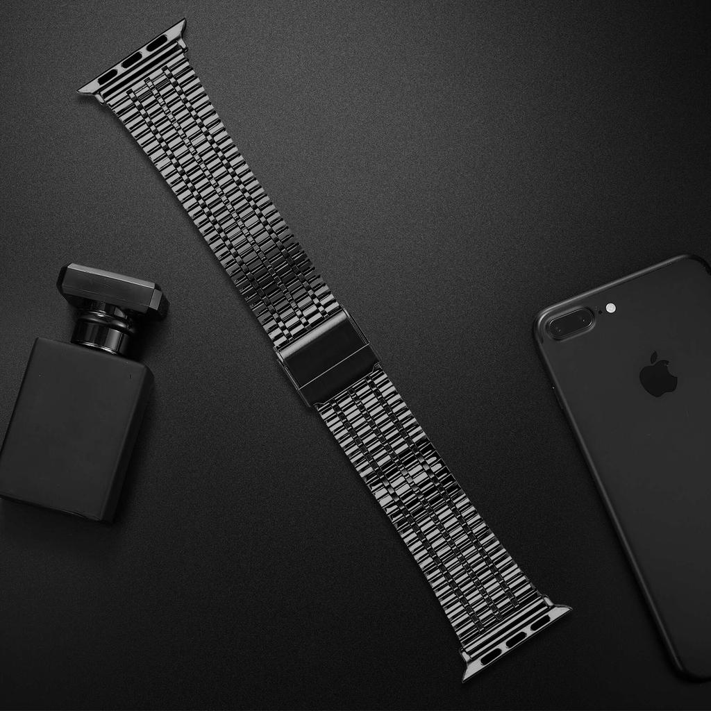 Pasek do zegarka Apple Watch Series 40 mm 42 mm 44 mm 38 mm Luksusowy pasek do zegarka ze stali nierdzewnej do zegarka iWatch Ultra 9 8 7 6 5 4 3 2 1 SE Pasek ze składanym zapięciem 49 mm
