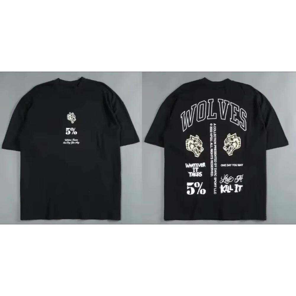 Darc Sport Wolves Gym T Shirts Oversized Workout Fitness Darcsport Men's Clothing Graphic DTG Print Darcs Sport Wolf T-shirts