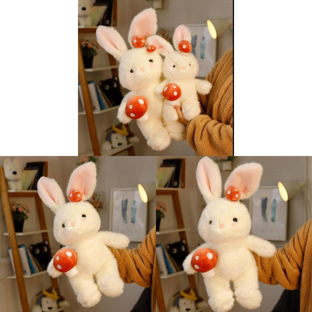 Bunny Mushroom Plush Rabbit Doll White Stuffed Animal Birthday Decoration Gift