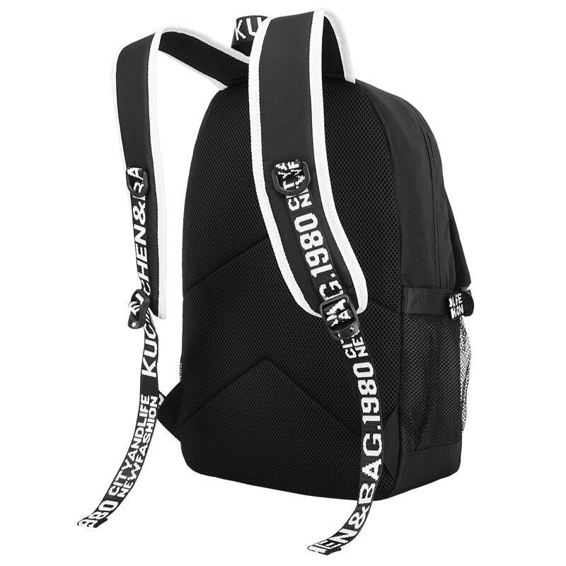 Smart Backpack with USB Port Phosphorescent Print 44x27x14cm Black Multi-Functional Daypack