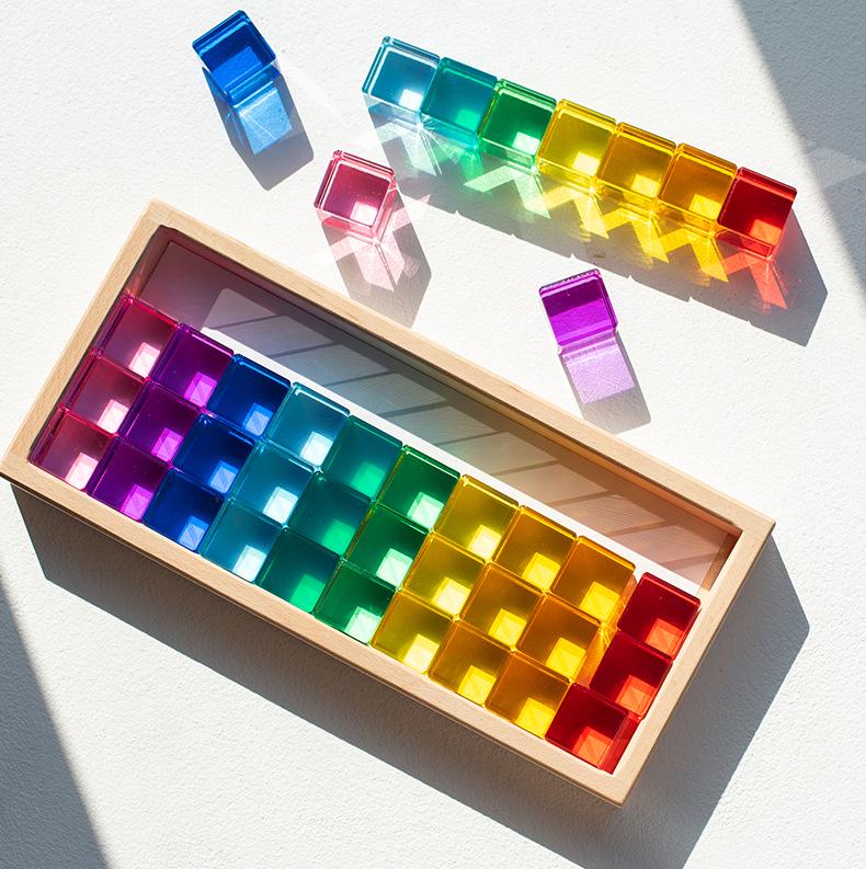 Acrylic Gem Building Blocks: High Transparency Children's Sensory Color Board for Early Education