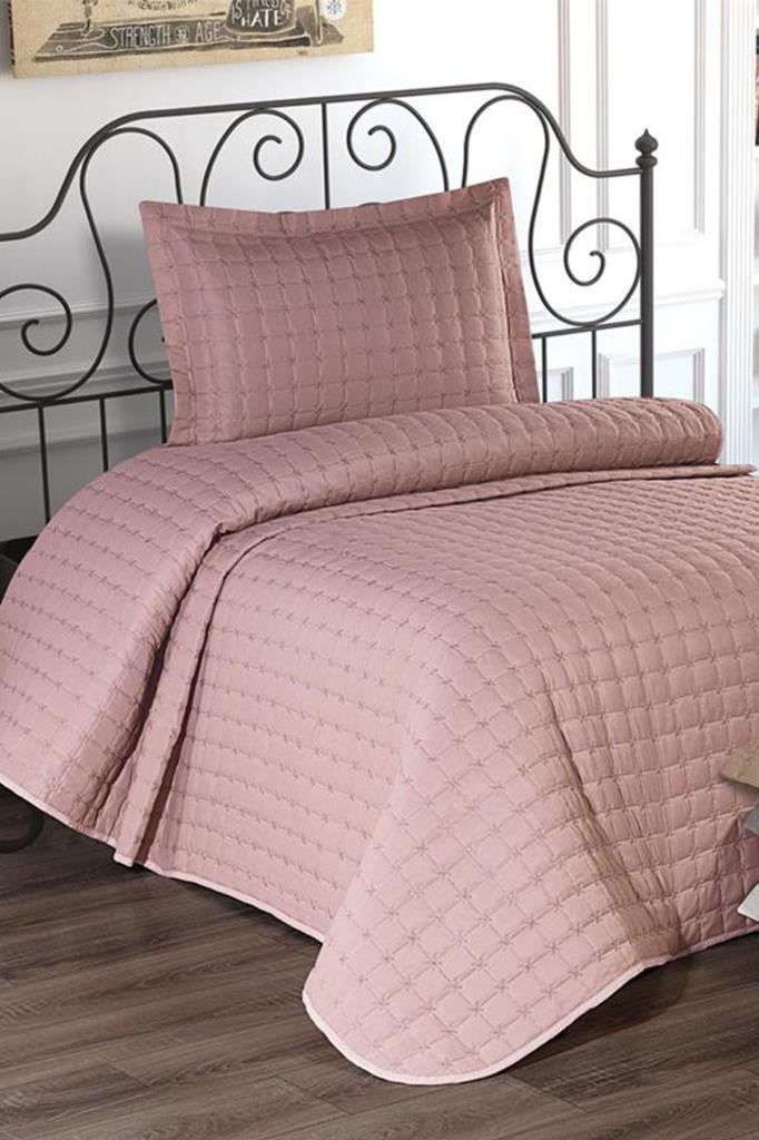 Star Quilted Bedspread Set 2pcs, Coverlet 180x240, Pillowcase 50x70, Single Size, Powder