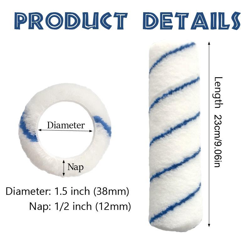 6/10Pcs 9-inch x 1.5" Woven Microfiber Paint Roller - Medium Pile Cage Roller, Smooth Painting Tool for Home Renovation