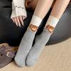 Ladies Autumn Winter Cotton Color Matching Cute Cartoon Tube Pile Socks