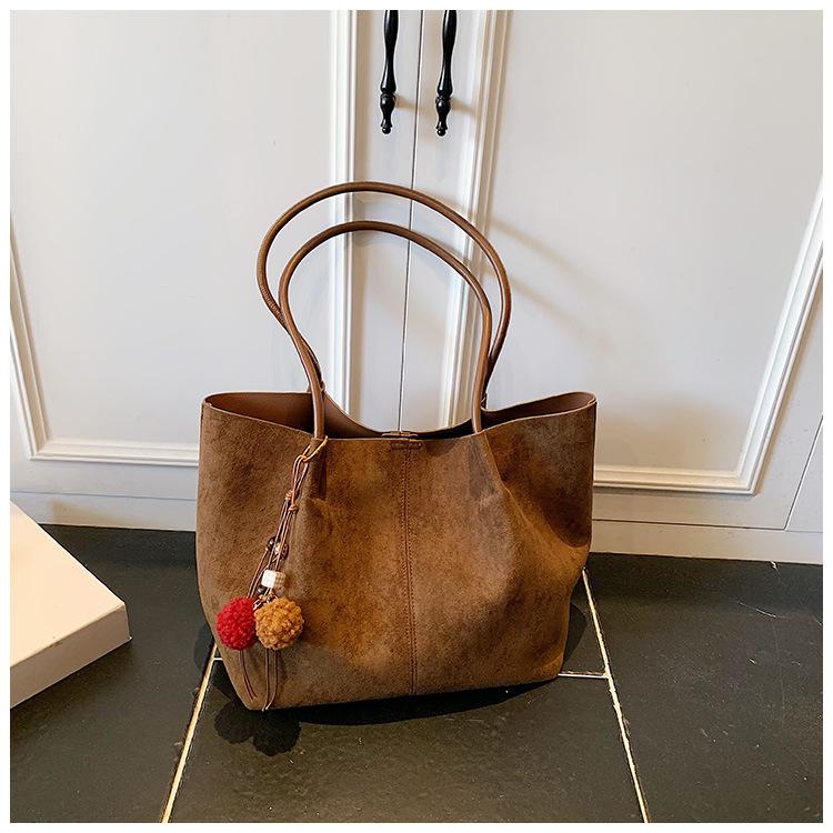 New Suede Commuter Large Capacity Tote Bag 2026 Women s Casual Simple Versatile Ins Shoulder Bag