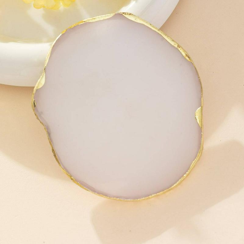 Resin White Nail Art Color Display Plate, Imitation Agate Design Golden Edge Paint Nail Polish Palette Display Board Nail Art Mixing Palette