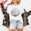 T-shirt da Donna Foresta Montagna Sole Cotone Manica Corta Top Casual Moda Top Estivo Outdoor T-shirt con Fantasia Classica