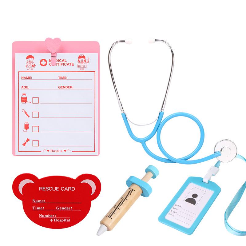 Pretend Play House Doctor Toy Wooden Medical Toolbox Dentist Set Simulation Play House Toy Role Playing Life Skill For Children