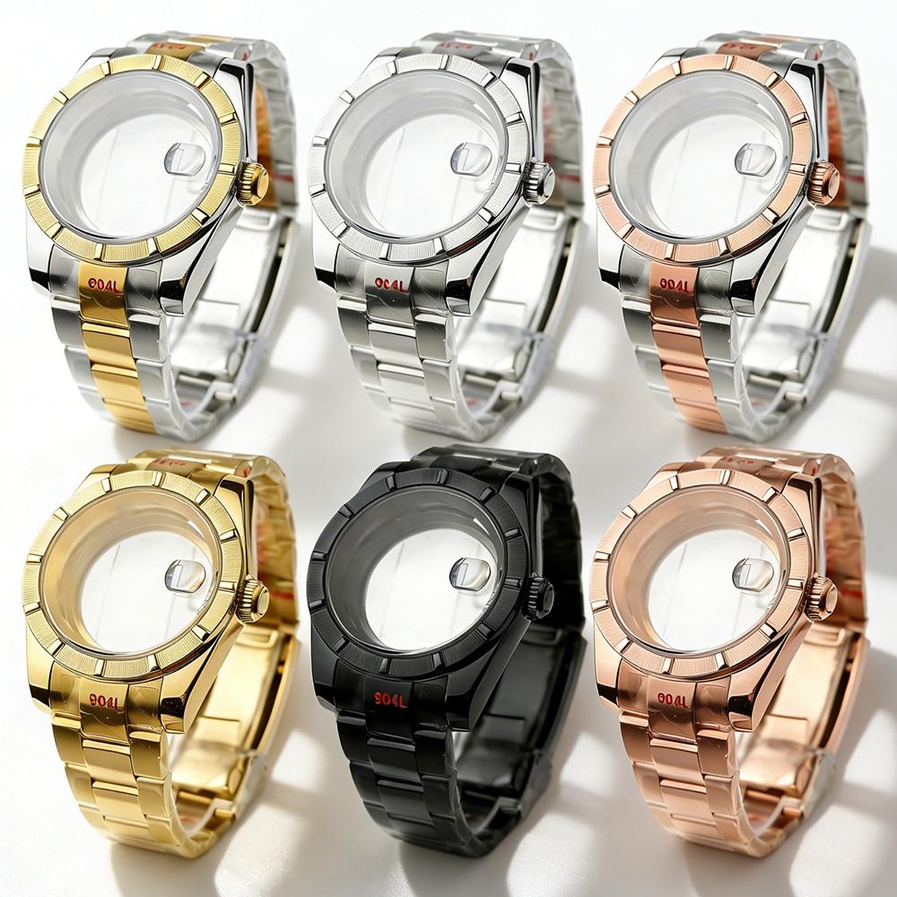 39/36mm Engine-Turned Bezel Watch Case Ref.115210 For Seiko Oyster Perpetual Date NH35/36 Automatic Movement Sapphire Mod Parts