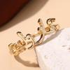Huajie Women's Arabic Script Symbols Design Rings Light Luxury Ladys Creativity Gold Color Open Ring Fashion Tide