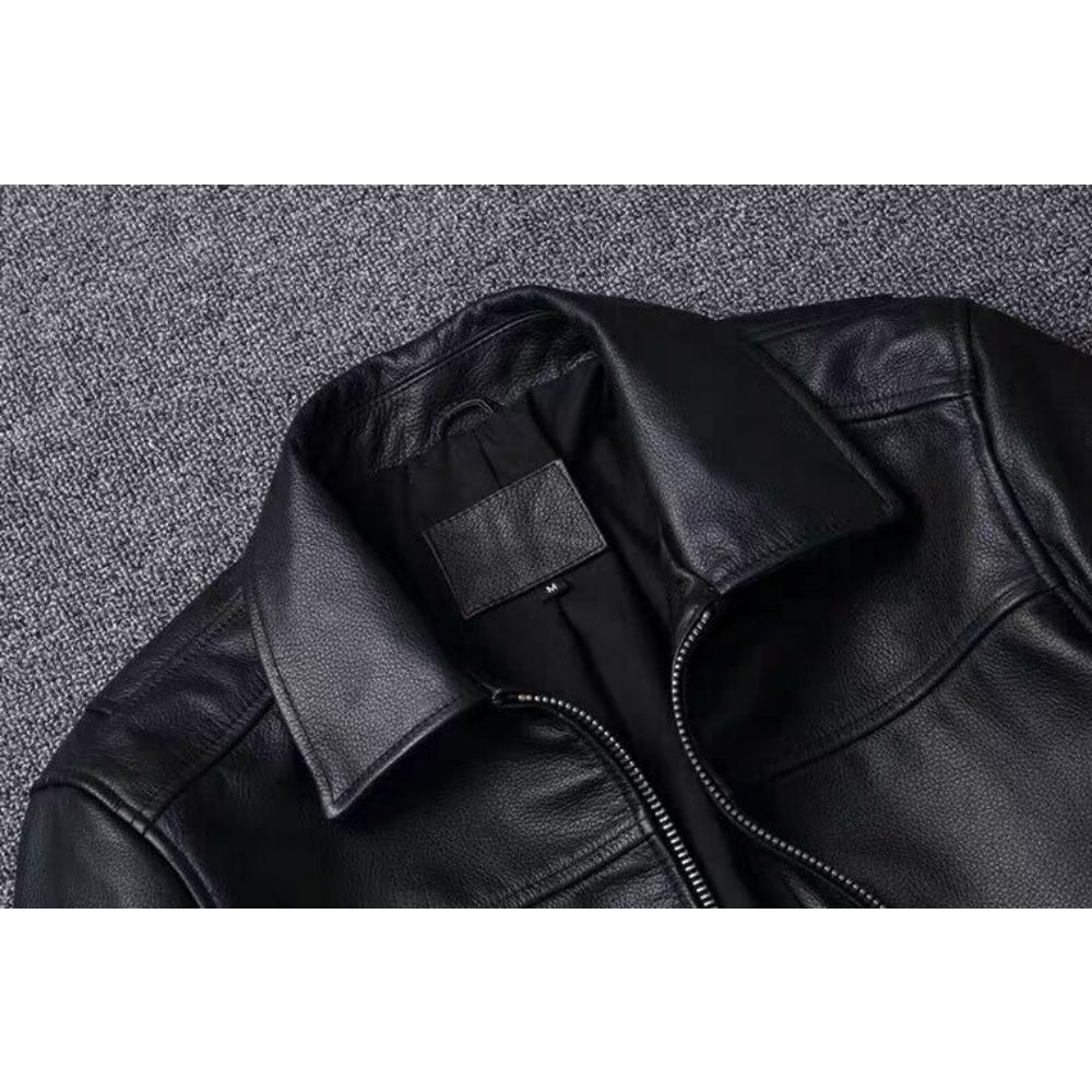 Jachetă din piele naturală pentru bărbați, mărime chinezească, vintage, roșu-maro, din piele naturală de vacă, scurtă, subțire, cu guler răsturnat, jachetă din piele pentru bărbați, primăvară toamnă