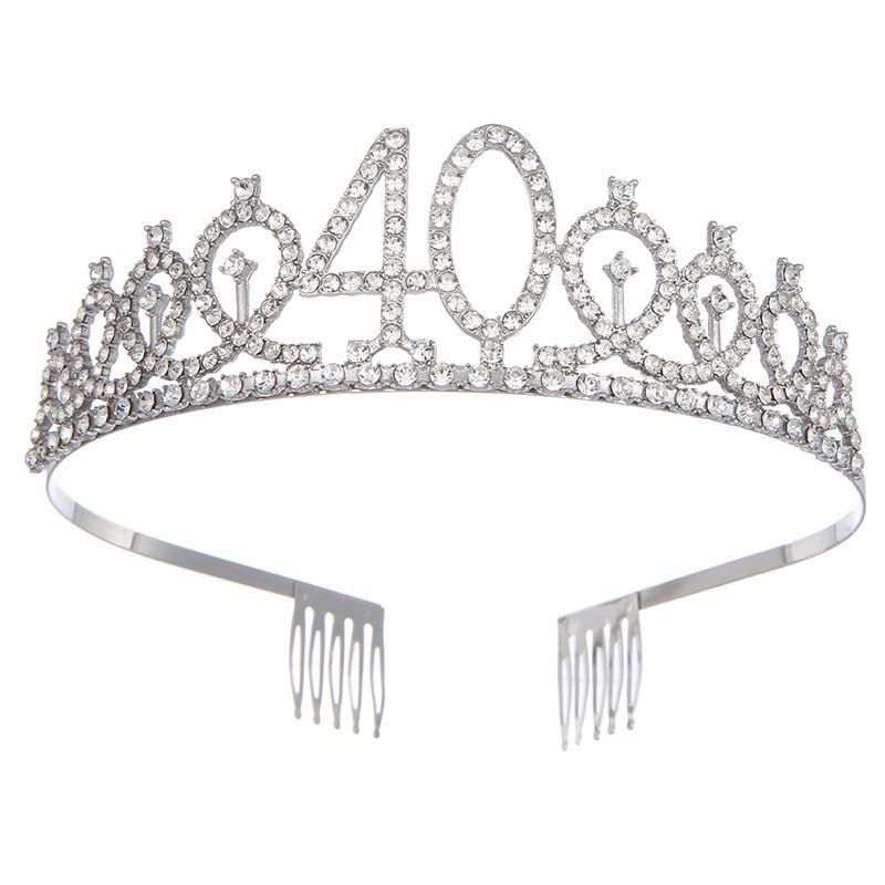 First Birthday Number Crown Water Diamond Headband  Ball Hair Accessory Anti Slip Cake  Decoration Alloy Hair Band