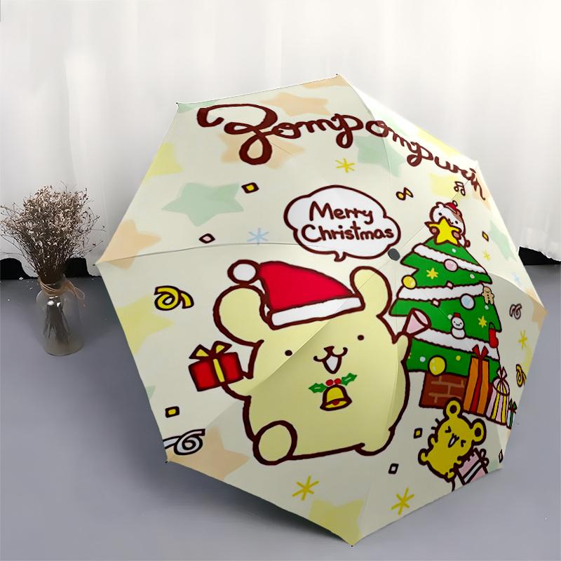 1pc Pompompurin Christmas Edition Automatic Opening/Closing Umbrella with Foldable Design and Iron Frame - Perfect Gift for Fans, Travelers, and Daily
