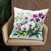 Purple White Orchid Pillow Cover Elegant Floral Print Cushion Case Boho Botanical Wedding Home Decor Gift