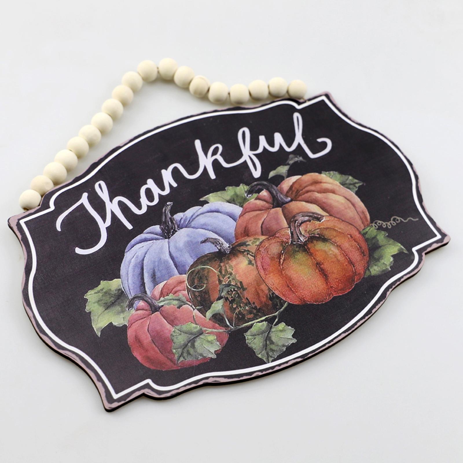 

Thanksgiving Wood Hanging Sign Pumpkin Pattern Front Door Sign Wreath Door Hanger Sign for Wall Rustic Farmhouse Party Decoration