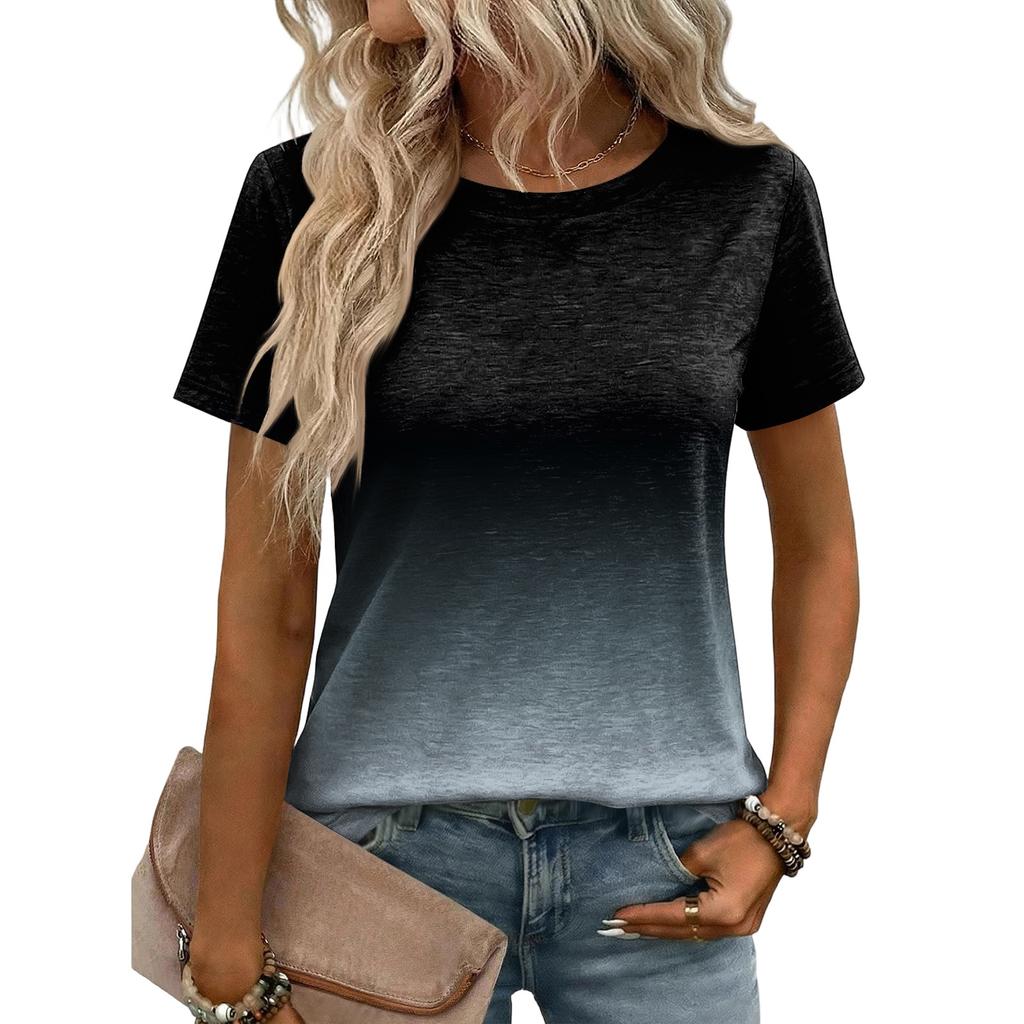 Damen Mode Lässiges Bedrucktes T-Shirt mit Lockerer Passform