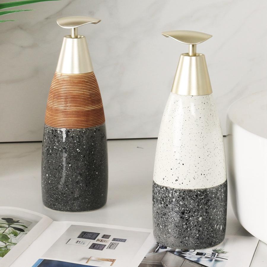 European Marble Ceramic Emulsion Bottle Bathroom Lotion Shower Gel Shampoo Hand Sanitizer Press Bottle Bathroom Accessories