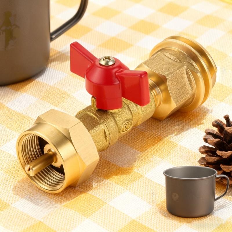 Quick Connect Adapter 1/4Inch Ball Valves Switches 20lb To 1lb Cylinders Converter for Camping Outdoor Cooking Equipment