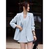 Women's Elegant Two-Piece Autumn Suit Set with Sleeveless Dress & Blazer