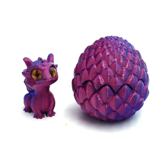 3D Printed Dragon Egg Ornament Mini Dragon Figurine Toy Desktop Dragon Egg with Miniature Dragon Inside Decoration