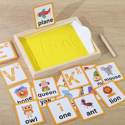 Bandeja de Areia Montessori de Madeira Com Caneta de Madeira Para Escrever Letras e Números Brinquedos Educativos Iniciais Presentes Jogo de Festa