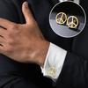 LIKGREAT Stainless Steel Cufflinks for Men Peace Symbol Classic Lapel Pin Cufflink for Suits Office Business Gift Jewelry