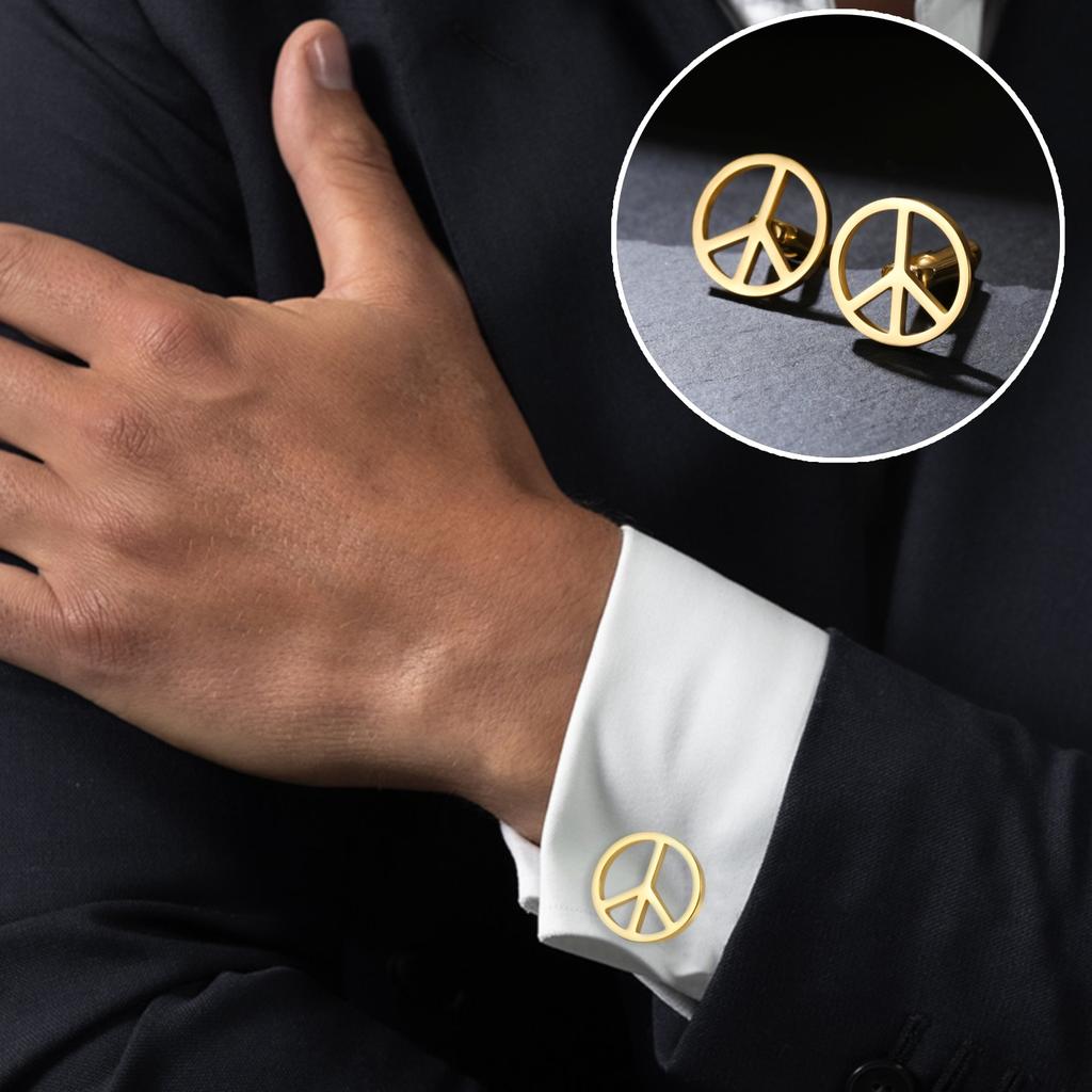 LIKGREAT Stainless Steel Cufflinks for Men Peace Symbol Classic Lapel Pin Cufflink for Suits Office Business Gift Jewelry