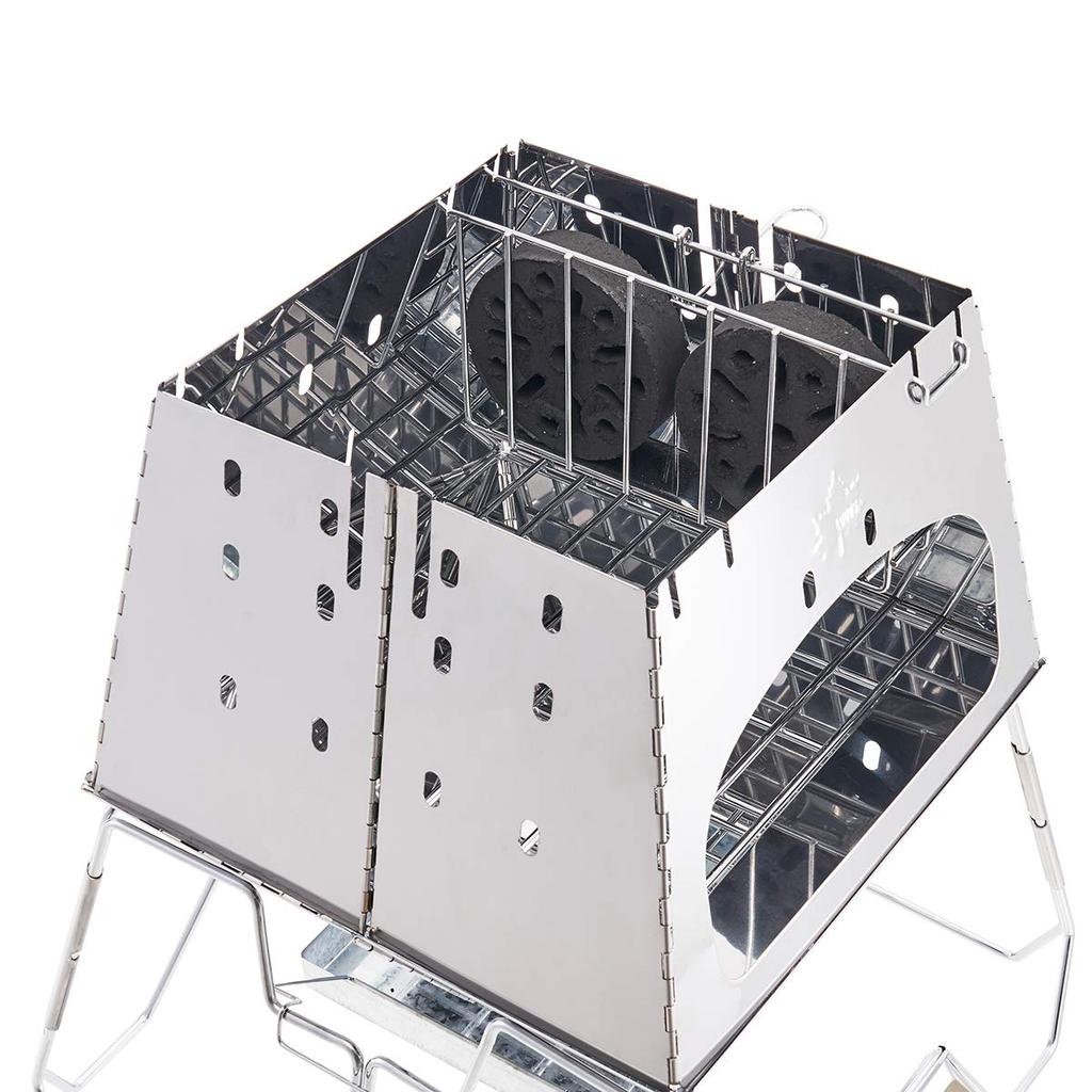 LOGOS Spinning Cooking W x D x H Grill, 81064153, Silver, Approx. 22.5" 20.5" 10.9"