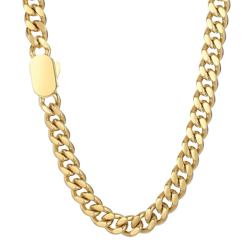 Colier bărbați cu lanț cubanez din oțel titan și accesorii simplificate hip-hop american și european