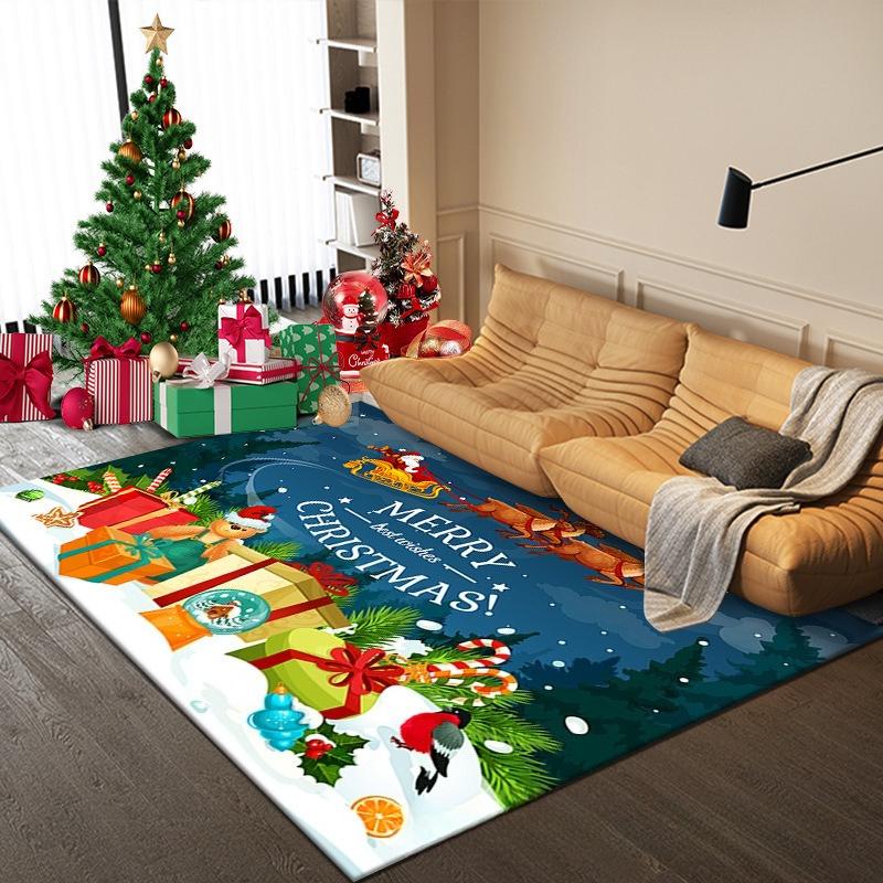 Christmas Decoration Home Living Room Carpet Cartoon Bedroom Bedside Children Non-slip Mat Large Area Sofa Easy Clean Cute Rugs