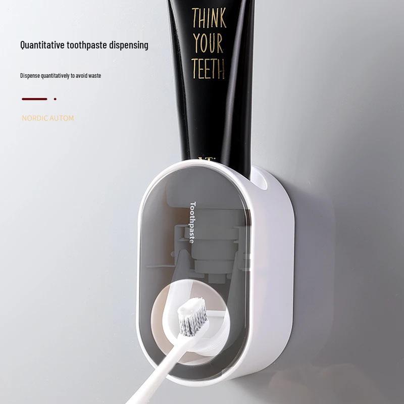 Automatic Wall-Mounted Toothpaste Dispenser Set with Lazy Toothbrush Holder - No Punching Needed, Includes New User Discount