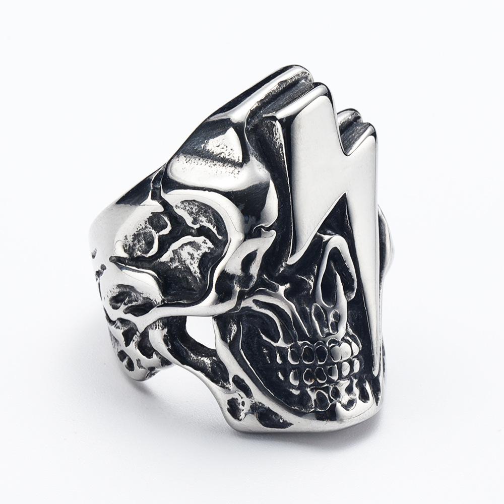 Cool 316L Stainless Steel Skull Ring Vintage Man's Gold Color Lightning Collection Classic Engagement Jewelry Boyfriend Gift