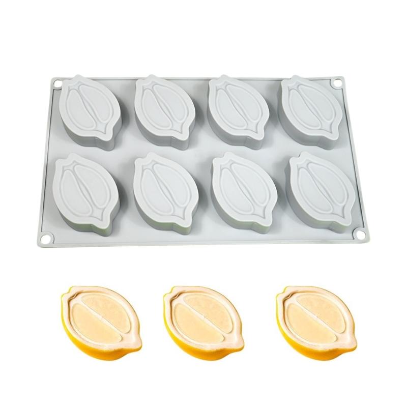 Silicone 8 Cavity Fruit Shape Mousse Cake Mold Set High Temperatures Resistant Dessert Mould Practical Baking Tool