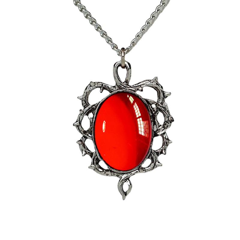 Gothic Retro Cameo Crystal Thorns Frame Pendant Necklace