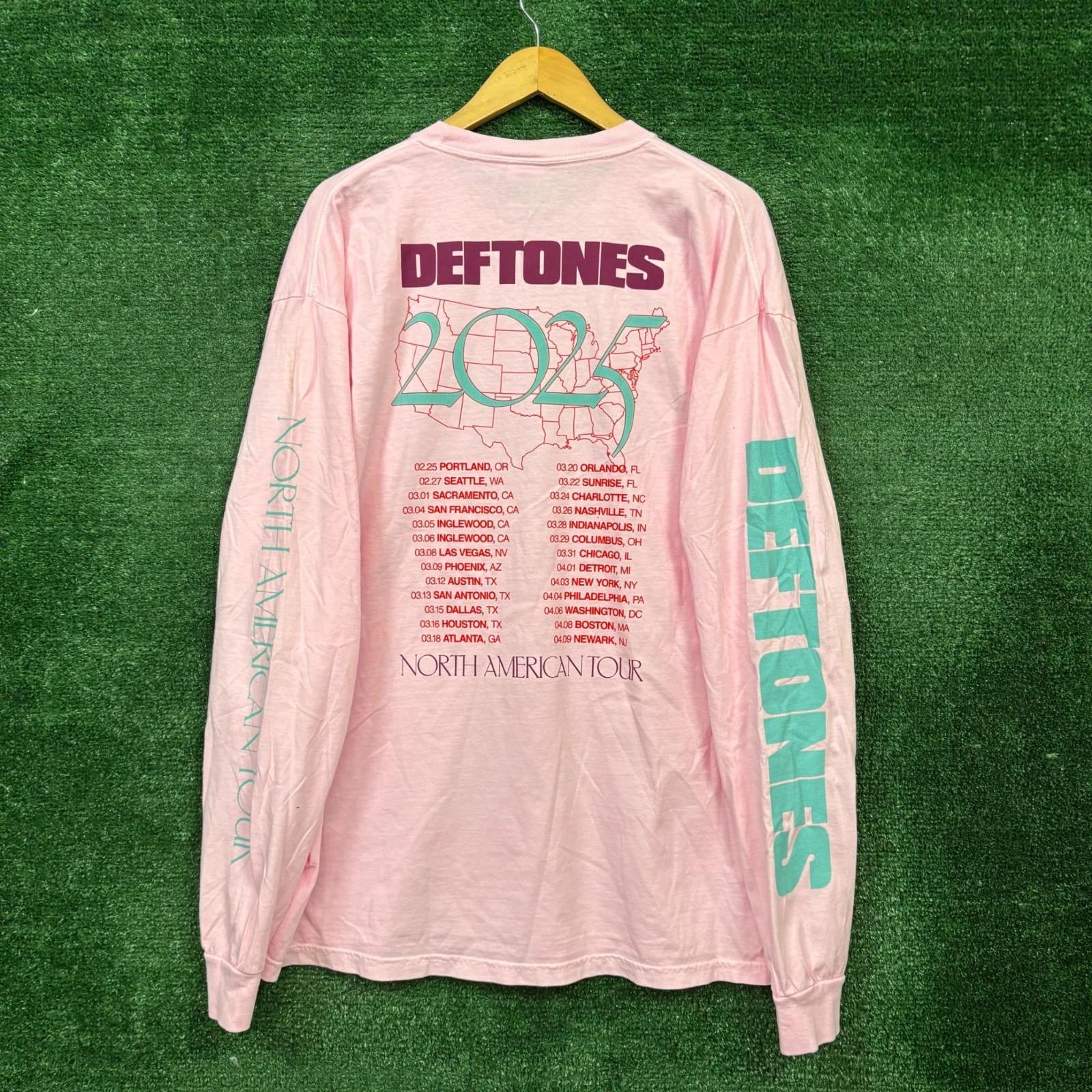 Deftones North American Tour Nu Metal Band LS Shirt Size XXL Unisex T-Shirt M