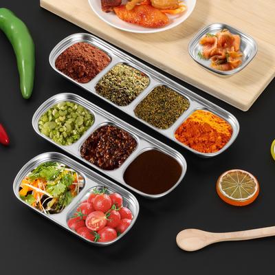 8Pcs Sauce Dipping Bowl Korean-style Dinner Plate Stainless Steel Dipping Plate Sauce Plate, Barbecue Tableware Seasoning Cups