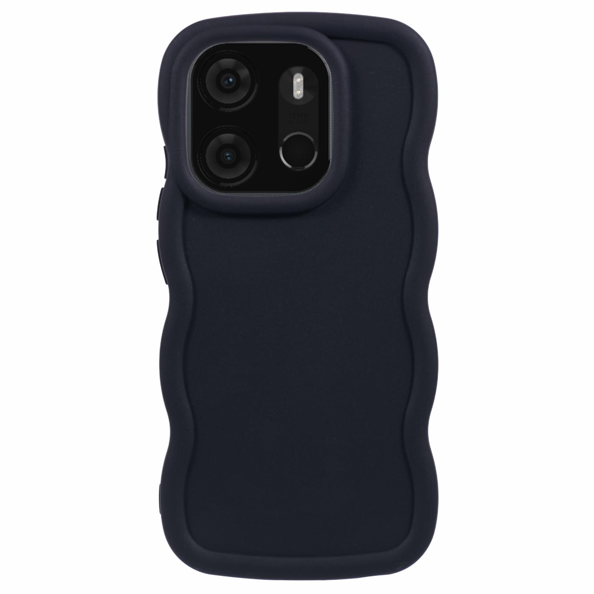 

Серия XL Для TECNO Spark Go 2023 4G SMART7 Чехол Однотонный Волнистый Край ТПУ Чехол для Телефона (Большое отверстие) Black