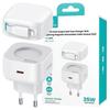 USAMS Land. Network. 1Xusb-C With Retractable Lighning Cable Retractable Pd+Qc 35W Gan Fast Charging White/White Xmf Series Cc209Tc02 (Us-Cc209)