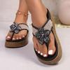 Flower Water Diamond Slippers, Thick Soled Sandals, Glitter Party Casual Shoes, Breathable Sandals
