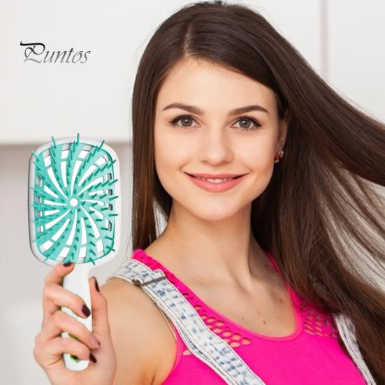 

Вентилируемая щетка для распутывания волос, эргономичная ручка, массаж головы для женщин и девочек, влажная и сухая, длинные вьющиеся, пушистые, расческа для укладки волос, парикмахерский инструмент жёлтый