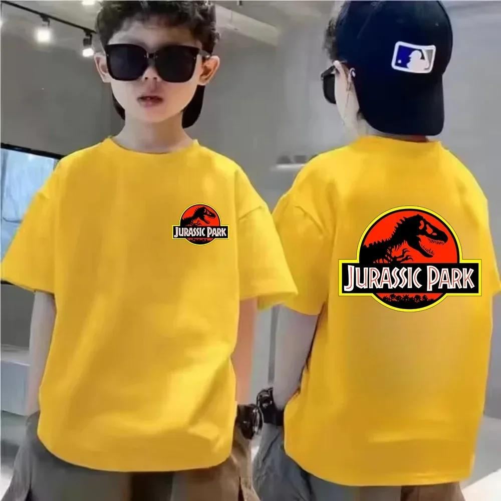Childrens Summer Cotton TShirt Jurassic World Park Dinosaur Cartoon Print Casual TShirt Cool and Breathable Outdoor Style