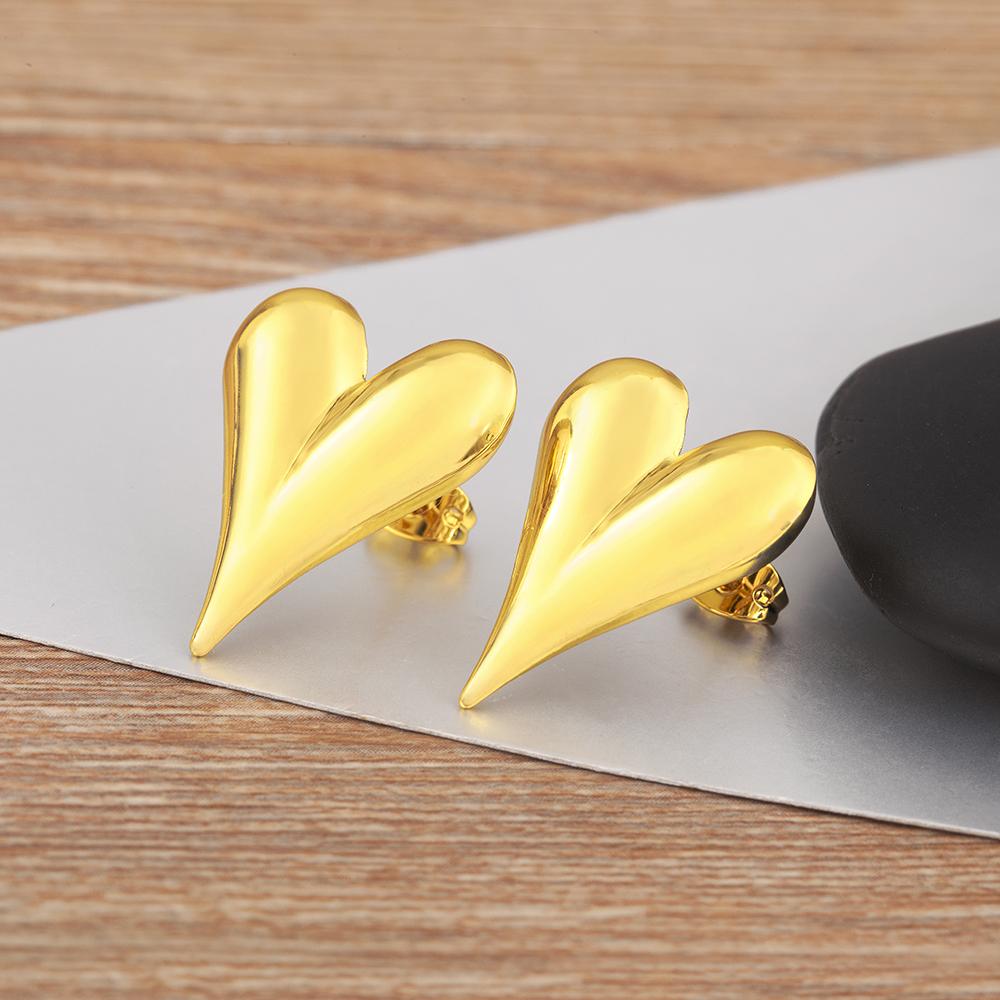 

Nidin New Trendy Heart Shape Hollow Design Fine Stud/Drop Earrings For Women Girl Sparkling Zircon Ear Jewelry Accessories Gifts