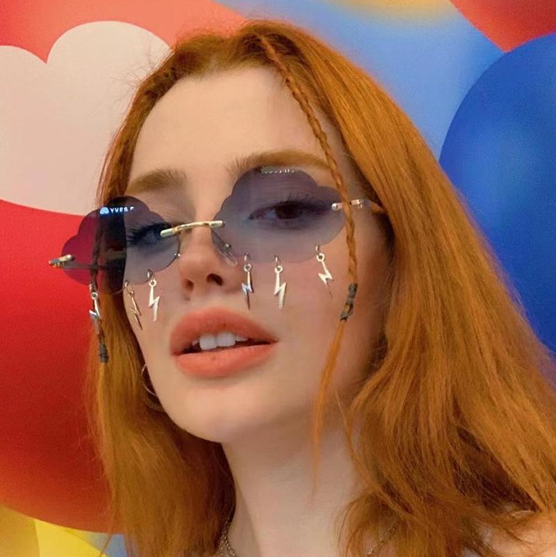 European and American new frameless cloud lightning sunglasses, party and dance funny sunglasses, women's trendy sunglasses